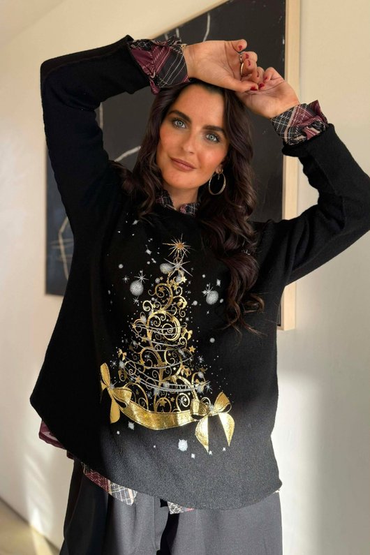 Ainsley Plaid Chiffon Blouse Burgundy